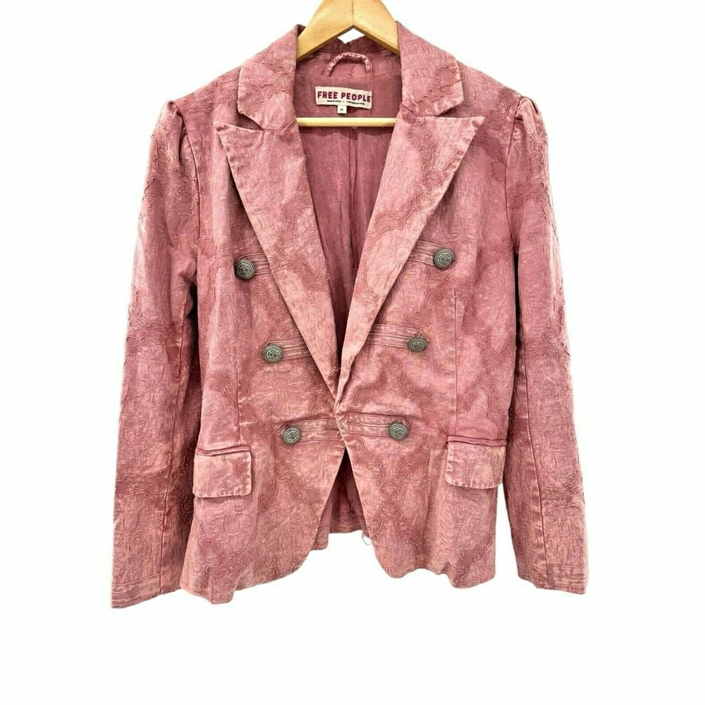 Free People James Floral Textured Pink Blazer